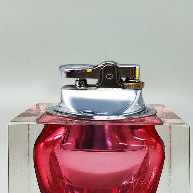 Glass Vintage Italian Murano Sommerso Glass Table Lighter by Flavio Poli, 1960s For Sale - Image 7 of 9