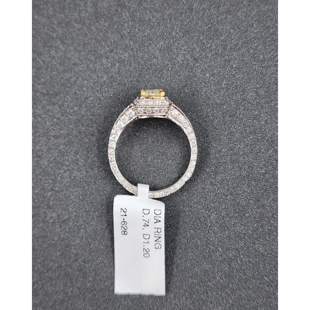 0.74 Ct Gia Certified Natural Yellow Diamond Ring Size 5.75 For Sale In Chicago - Image 6 of 10