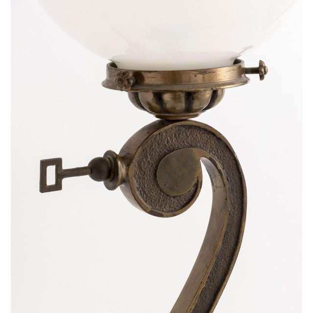 Metal Early 20th Century Art Deco Bronze Scroll Form Lamp For Sale - Image 7 of 7