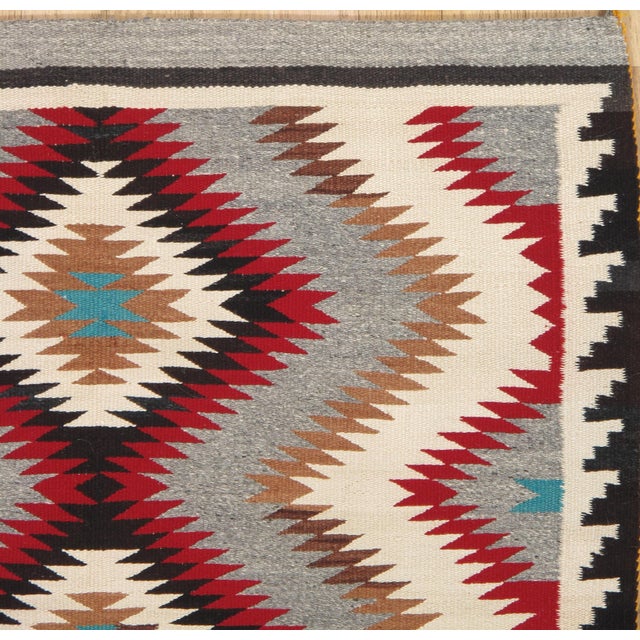 Authentic Navajo Rug Handwoven Wool Eye-Dazzler, Red & Grey Diamond Pattern For Sale - Image 4 of 18
