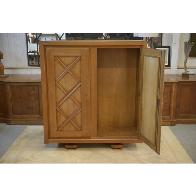 Light Oak Wardrobe with Geometric Lattice Pattern, 1940s For Sale - Image 10 of 15