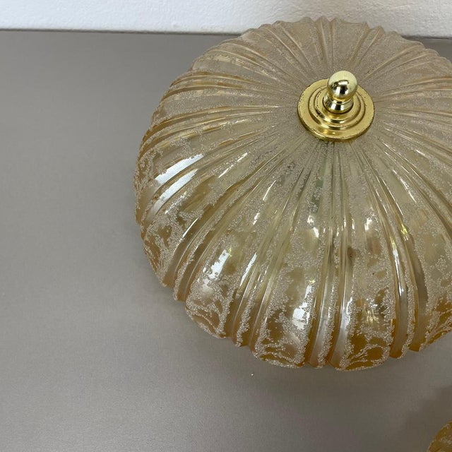 Metal German Textured Amber Glass Wall Lights, 1970s, Set of 2 For Sale - Image 7 of 18