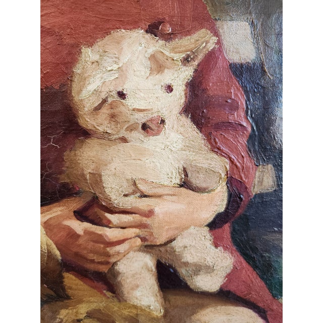 Early 20th Century Early 20th Century Girl and Friends Oil on Canvas Portrait by John Trubee For Sale - Image 5 of 18