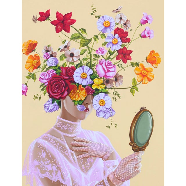 The Girl in the Mirror Acrylic on canvas 38" x 52" Signed on the back Certificate of authenticity available Condition:...