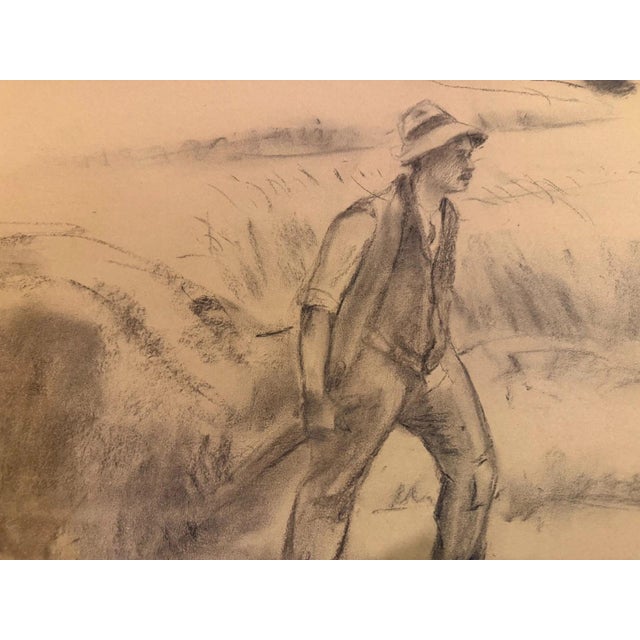 Piet Hein Eek Heinrich Pforr, Uncle Wilhelm Bauer, Working in the Fields in the Schwalm Region, Charcoal on Paper For Sale - Image 4 of 13