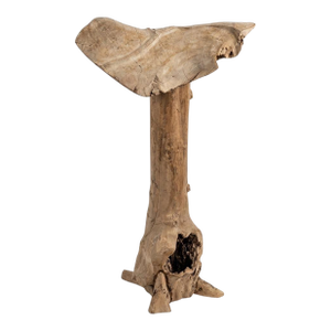 Artisanal Hand-Carved Teak Root Mushroom Sculpture