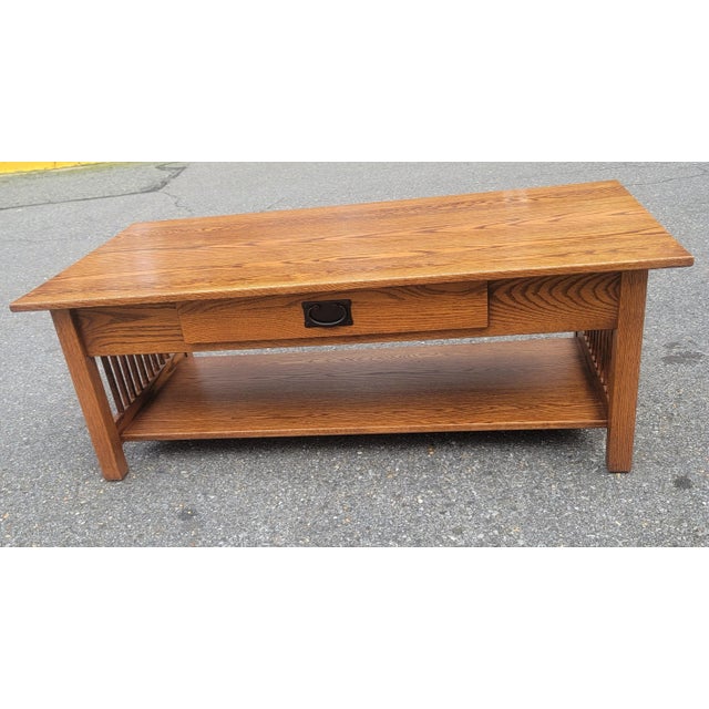 Country View Amish Handcrafted Arts & Crafts Mission Oak Coffee Table For Sale - Image 10 of 10