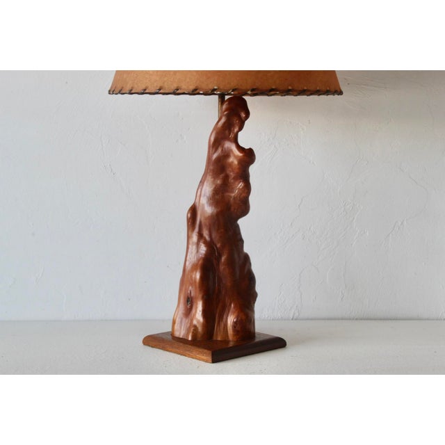 Brown Mid-Century Modern Cypress Knee Burl Wood Table Lamp For Sale - Image 8 of 18