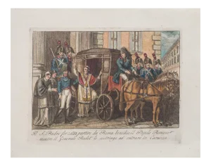 Bartolomeo Pinelli, Departure of the Holy Father from Rome, Etching, 1850
