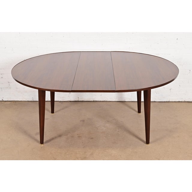 Edward Wormley for Dunbar Mid-Century Modern Walnut Extension Dining Table, Newly Refinished For Sale - Image 14 of 14