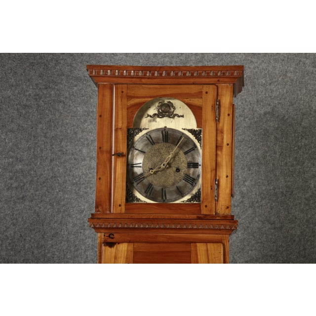 Antique Biedermeier Grandfather Clock in Cherry Tree, 19th Century For Sale - Image 14 of 18