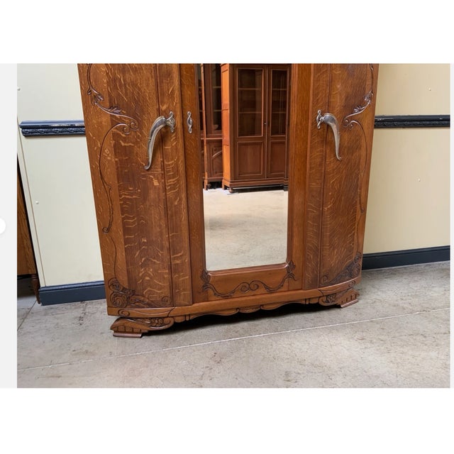 Brown Vintage Art Deco Wardrobe, 1930 For Sale - Image 8 of 9