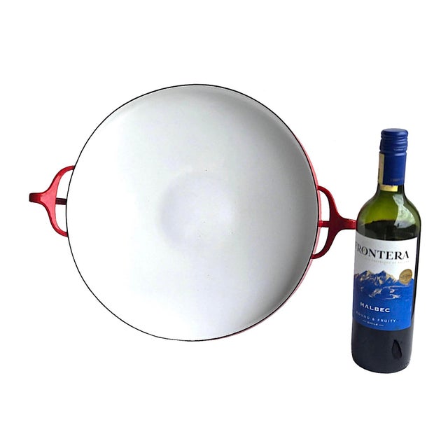 Red 1960s Dansk Kobenstyle Red Enamel Paella Pan Designed by Jens Quistgaard For Sale - Image 8 of 12