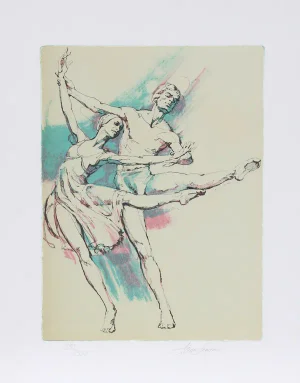 Jim Jonson, "Two Dancers," Lithograph