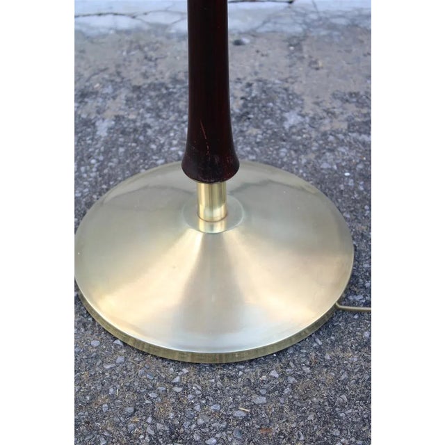 Mid-Century Modern Italian Mahogany and Brass Pedestal Floor Lamp, 1950s For Sale - Image 3 of 11