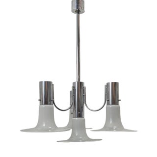 Four-Light Chandelier in Chromed Steel, 1970s For Sale