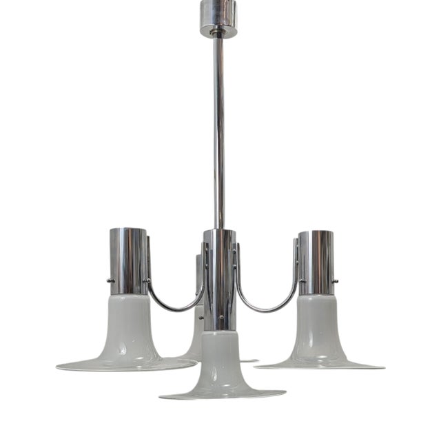 Four-Light Chandelier in Chromed Steel, 1970s For Sale