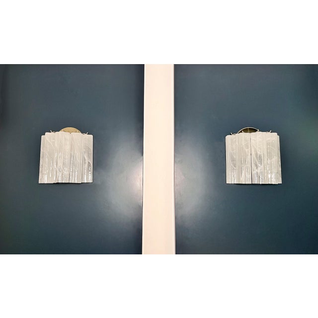 Vintage Murano Glass Tube Wall Sconces with 5 White Alabaster Glass Tube, 1990, Set of 2 For Sale - Image 12 of 18