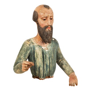 18th Century Spanish Colonial Polychromed Carved Wood Santos Sculpture For Sale