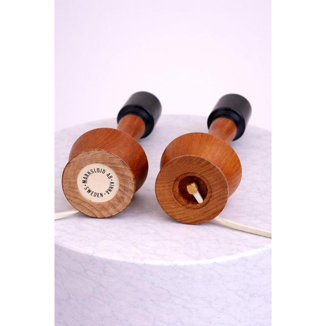 Scandinavian Modern Teak Table Lamps from Markslöjd, Sweden, 1950s, Set of 2 For Sale - Image 6 of 8