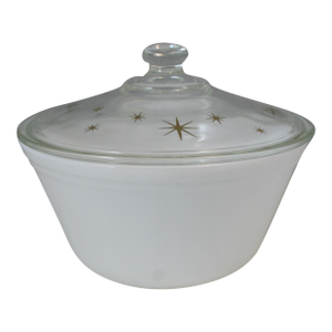 1950s Mid Century Modern Rodney Kent Starline Atomic Round Lidded Casserole Serving Bowl
