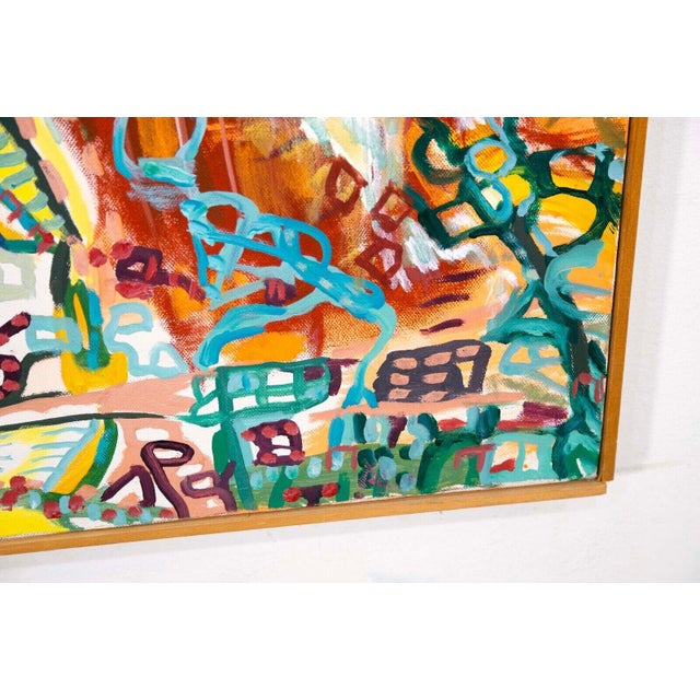 Alan Watson Conflagration Abstract Surrealism Oil Painting on Canvas Framed 1986 For Sale - Image 10 of 11