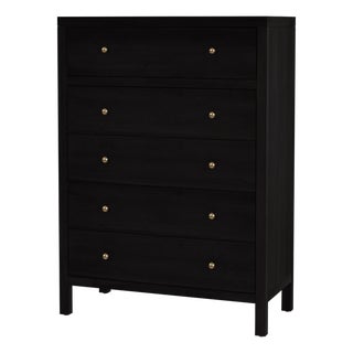 Nora 36 in. W Rectangular Wood 5 Drawer Tall Dresser, Antique Coffee For Sale
