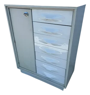 Mid 20th Century Giovanni Maur for Treco Gray Lacquer and White Acrylic Bachelor's Chest