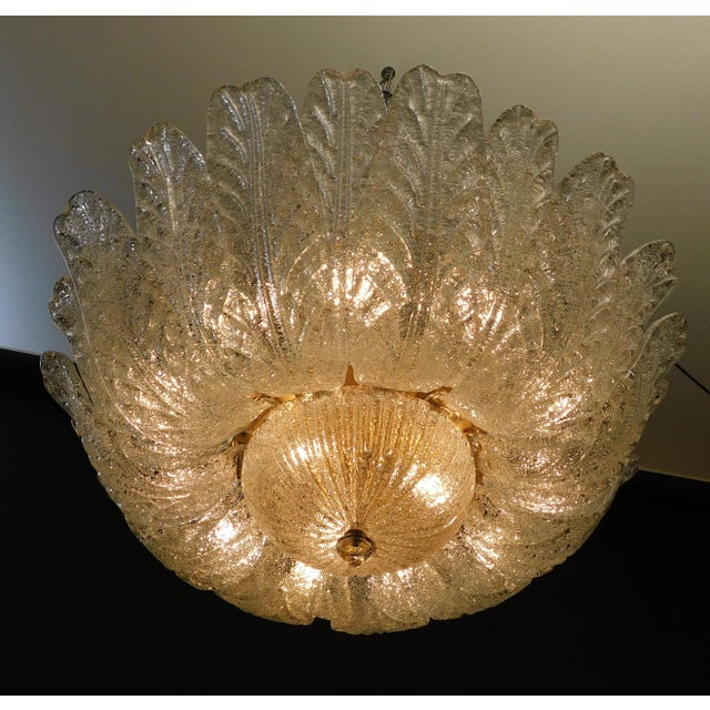 1960s Italian Clear Graniglia Murano Leaves Flush Mount For Sale - Image 6 of 9