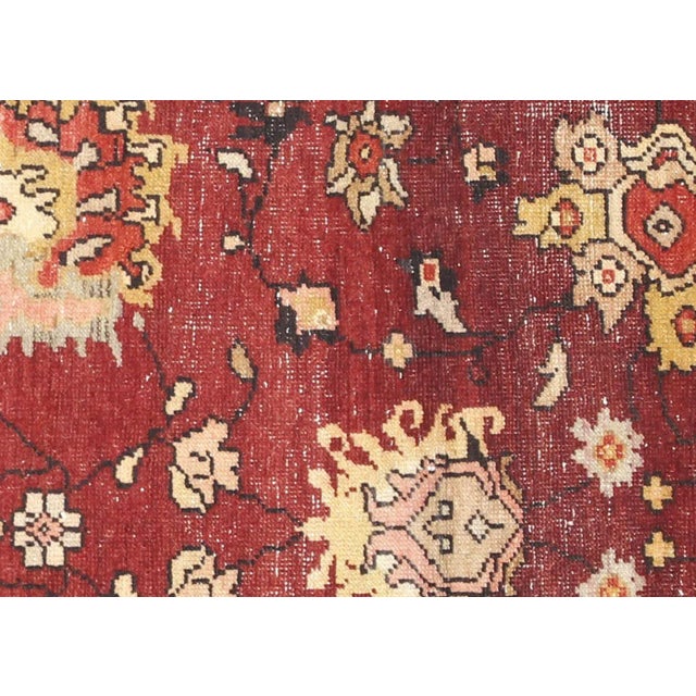 1960s Turkish Oushak Rug. Handwoven with wool on wool foundation in the Oushak region of Western Turkey. The Anatolian...