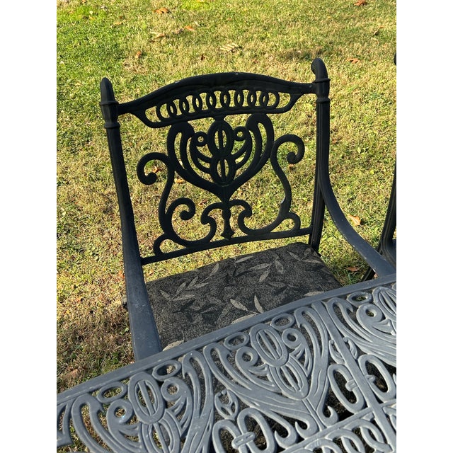 Metal Hanamint Patio Table & 8 Chairs with Umbrella Stand For Sale - Image 7 of 12