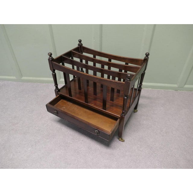 English Walnut Canterbury Magazine Stand For Sale - Image 3 of 7