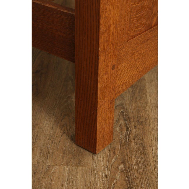 Stickley Mission Style Oak and Leather Queen Bed For Sale - Image 10 of 18