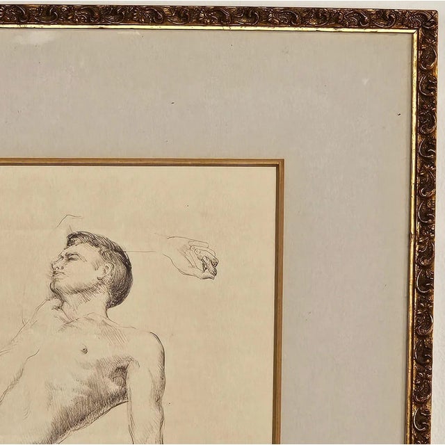 Drawing of Reclining Man by Ford Ruthling, u.s.a., 1968 For Sale - Image 4 of 4