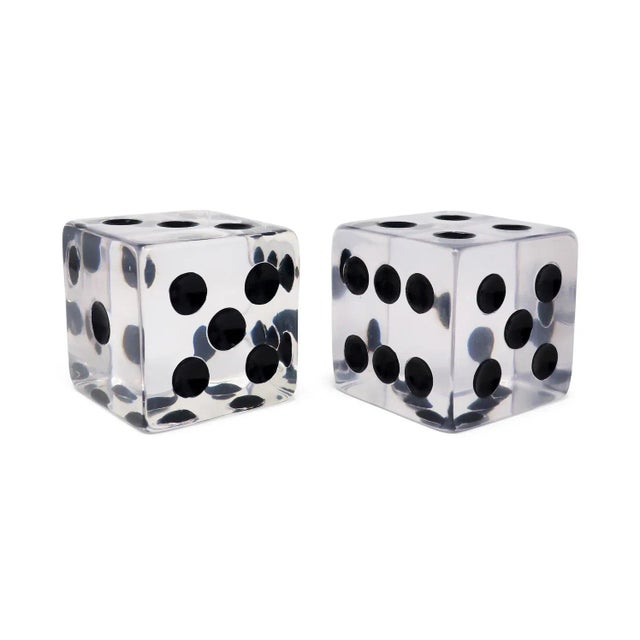 Mid-Century Modern Pair of Vintage Large Lucite Dice For Sale - Image 3 of 5