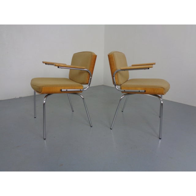 Beige Vintage Conference Armchair in Oak and Chrome from Duba Møbelindustri, Denmark, 1960s For Sale - Image 8 of 18