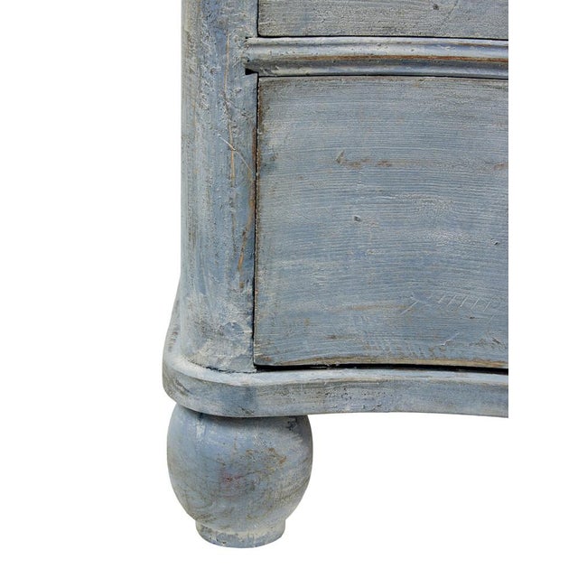Blue Swedish Painted Serpentine-Shaped Chest of Drawers, 1880, Set of 2 For Sale - Image 8 of 10