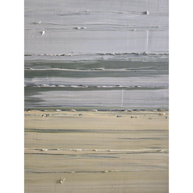 Minimalist Seascape — Abstract Landscape Oil Painting | Natural Color Palette For Sale - Image 12 of 12