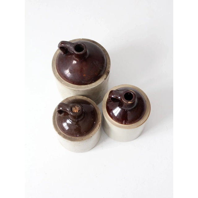 Antique Stoneware Crock Jugs - Set of 3 For Sale - Image 6 of 7