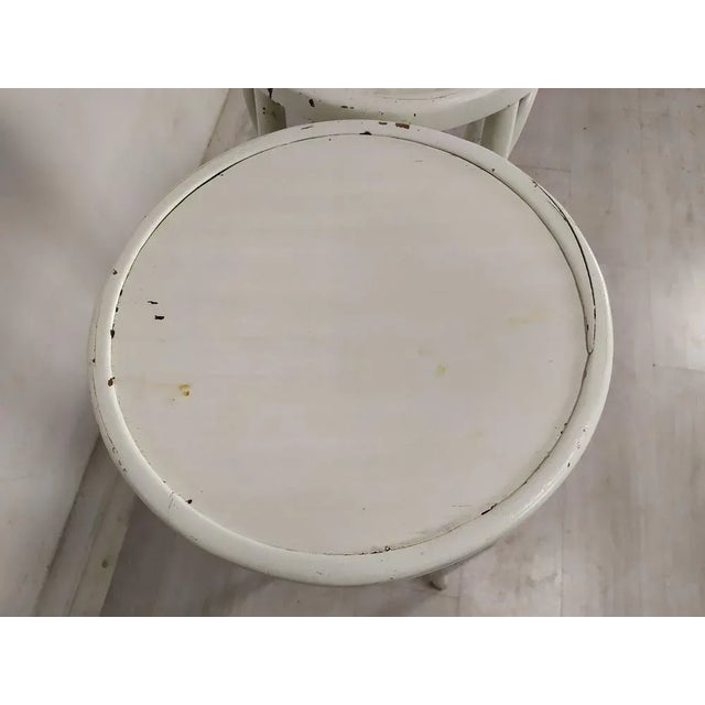 White Set of Wooden Bistro Stools, 1930s For Sale - Image 8 of 11