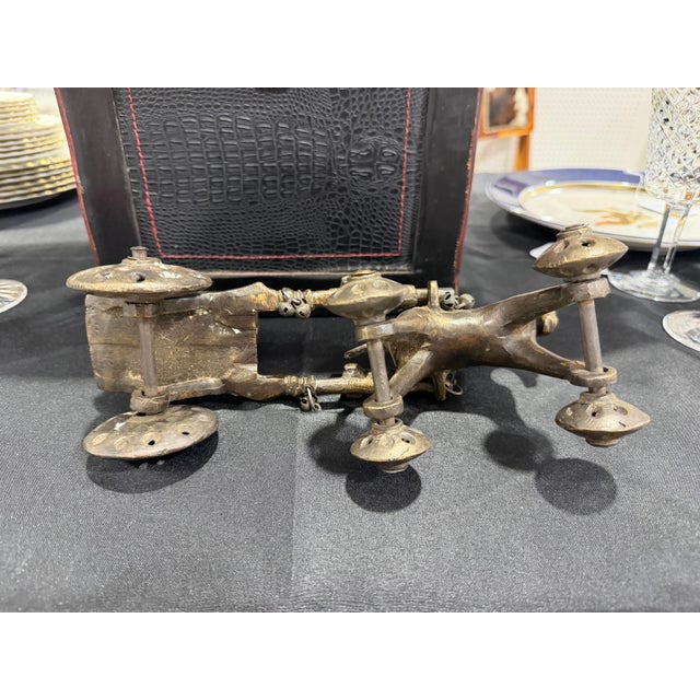 ANTIQUE BRONZE INDIAN TEMPLE CHARIOT HORSE TOY ON WHEELS ~ 8.5" / 2.75 Lbs This antique bronze Indian temple chariot horse...
