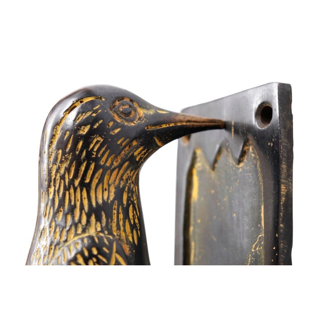 2020s Green Brass Woodpecker Door Knocker For Sale - Image 5 of 6