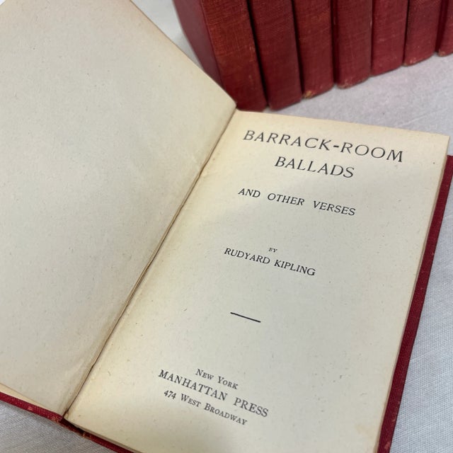 Antique Rudyard Kipling 8-Book Collection, c.1895–1905 – Victorian Red Cloth Series, Frank F. Lovell Co. For Sale In Los Angeles - Image 6 of 8