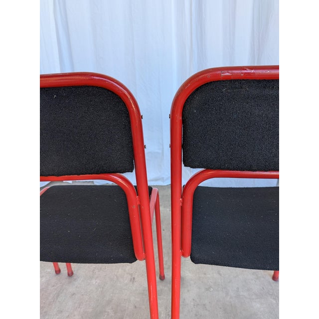 Vintage Space Age Red & Black Metal Chairs, 1970s, Set of 4 For Sale - Image 16 of 18