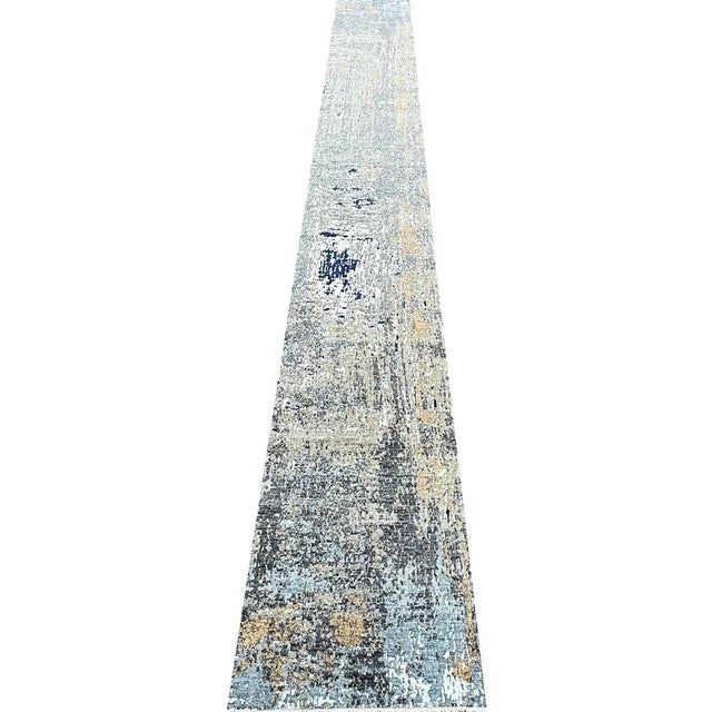 Abstract Handwoven Modern Abstract Runner Rug 2x20 For Sale - Image 3 of 8