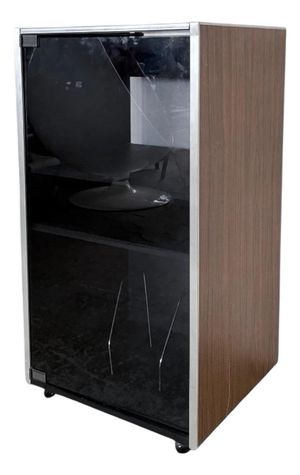 Mid-Century Hi-Fi Cabinet in Wood Veneer with Smoked Glass Door