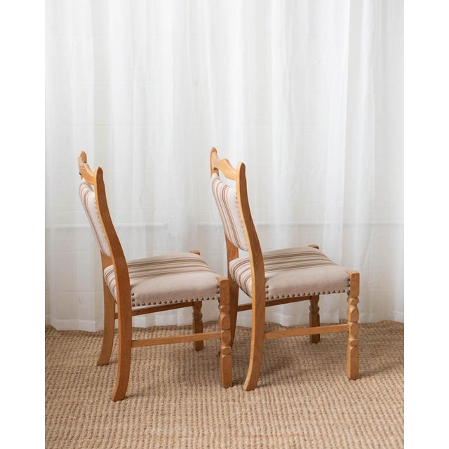 1970s Henning Kjaernfulf Style Danish Oak Dining Chairs With Wool Upholstery - Set of 6 For Sale - Image 9 of 18
