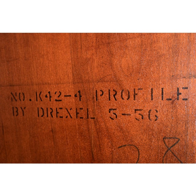 John Van Koert for Drexel Mid-Century Modern Sculpted Walnut Extension Dining Table, Newly Refinished For Sale - Image 11 of 12