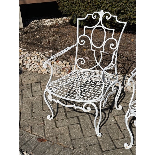 Mid 20th Century Mid 20th Century Vintage Wrought Iron Provence Scroll Arm Chairs - A Pair For Sale - Image 5 of 11