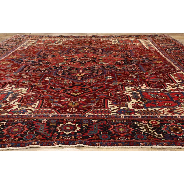 Red Vintage Persian Heriz Rug - 09'05 X 12'07 For Sale - Image 8 of 9